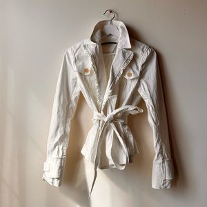Stunning White Coquette Costal Cowgirl  Mermaidcore Tie up light jacket